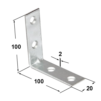 Кутник вузький 100х100х20х2,0