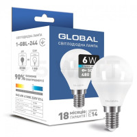 Лед-лампа 6w e14 4100k шар 1-gbl-244