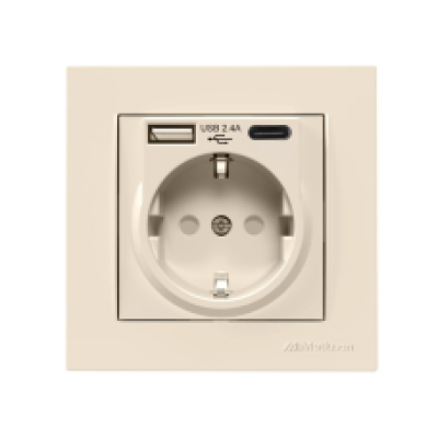 Розетка Multusan з/з 2USB білий 2.4A 16А 47-01-22