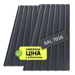 Металопрофіль сірий антрацит мат 2м.х1,15м 9хв RAL7016 19446